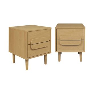 Sweeek Set 2 mesitas de noche vintage con 2 cajones, efecto madera, roble
