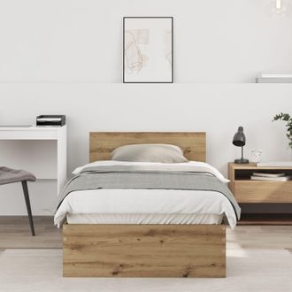 Berkfield Home Bed Frame Artisan Oak 90x190 cm Engineered Wood in Brown