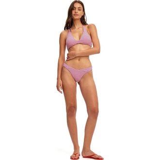 Cotton On Womens Dip Front High Side Brazilian Bikini Bottom in Terry Stripe Red at Nordstrom, Size X-Small