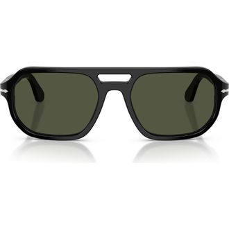 Persol 56mm Guido Pillow Sunglasses in Black /Green at Nordstrom