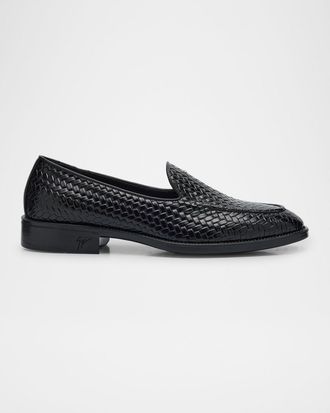 Giuseppe Zanotti Men & apos;s Sorrento 15 Woven Leather Loafers
