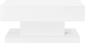 Urban Meuble Mesa de centro elevable blanca con iluminaci&oacute;n led y 1 caj&oacute;n