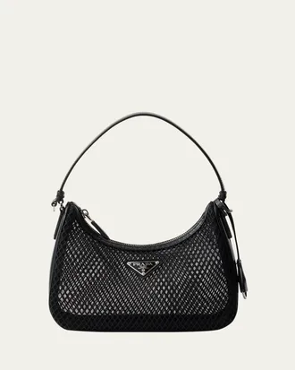 Prada Re-Edition 2005 Leather-Trim Mesh Top-Handle Bag