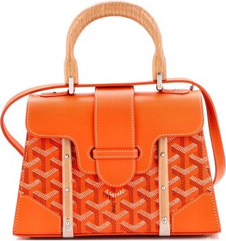 Goyard Structured Saigon Top Handle Bag Coated Canvas with Leather Mini