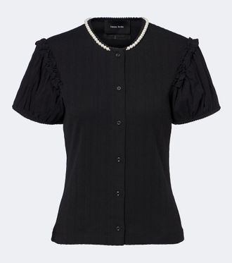 Simone Rocha Embellished pointelle cotton cardigan
