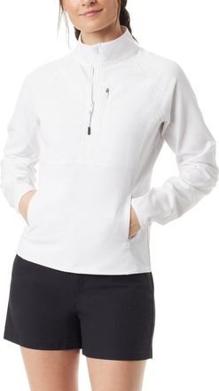 G.H. Bass & Co. Outdoor Jacquard Sweatshirt Womens White Mock Neck Half Zipper FTS694
