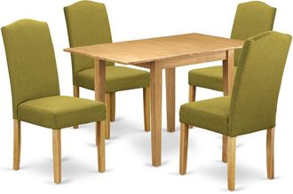 East West Furniture Dining Room Set Oak, NDEN5-OAK-08