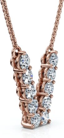 Pompeii3 1Ct Diamond Initial V Pendant 14k Gold 18 Necklace Lab Grown 5/8 Tall