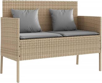 vidaXL Vidaxl - Banco de jardín con cojines ratán sintético beige