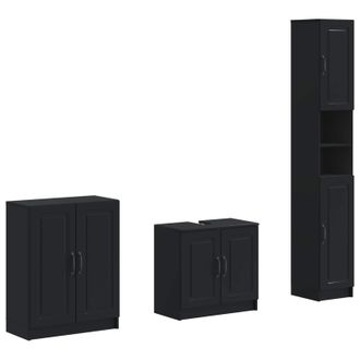vidaXL Juego De Armarios De Ba&ntilde;o De 3 Piezas Utrecht Negro Vidaxl