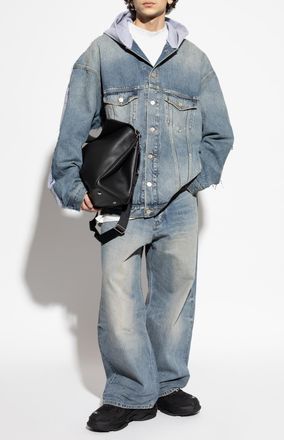 Balenciaga Denim Jacket With Hood, Mens, Blue