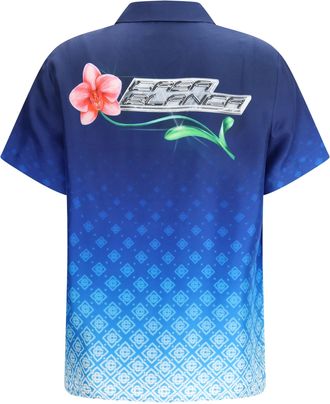 Casablanca Womens Silk Shirt Orchid Monogram Polo Tops