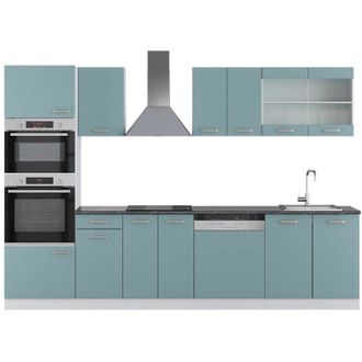Vicco Cucina componibile R-Line, Blu-grigio/bianco, 300 cm con armadio alto, pl Antracite