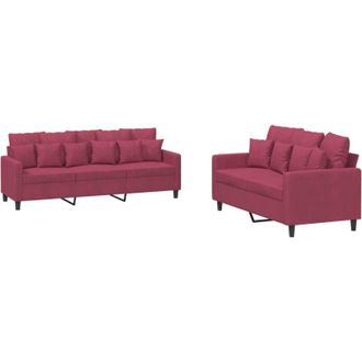 vidaXL Juego De Sof&aacute;s Con Cojines 2 Piezas Terciopelo Rojo Tinto Vidaxl