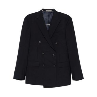 Corneliani Jassen, Heren, Zwart, M, Leer, Double-breasted Blazer