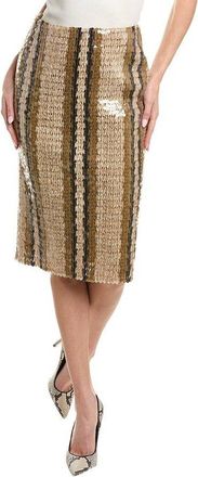 Brunello Cucinelli Beige Striped Knit Skirt, Brand Size 40 (US Size 6)