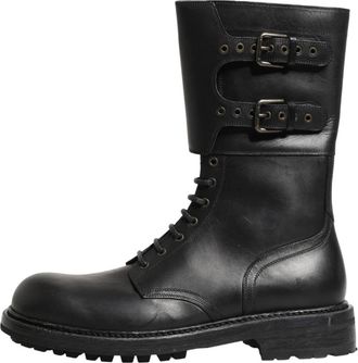 Dolce & Gabbana Combat Boots - Heren - Veterlaarzen - Zwart - 44 EU - Leer - Schoenen