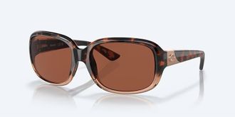 Costa Unisex Gannet Polarized Sunglasses In Shiny Tortoise Fade Frame Copper