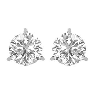 Diamond2Deal 14k Gold 5Ct Round Lab Grown Diamond Stud Earrings 3 Prong
