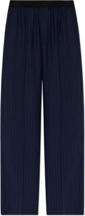 Balenciaga Broeken, Dames, Blauw, XS, Wol, Wijde geplooide broek
