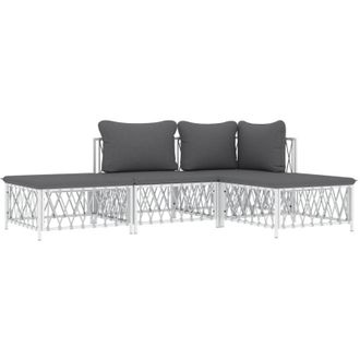 vidaXL Juego De Muebles De Jard&iacute;n 4 Piezas Y Cojines Acero Blanco Vidaxl