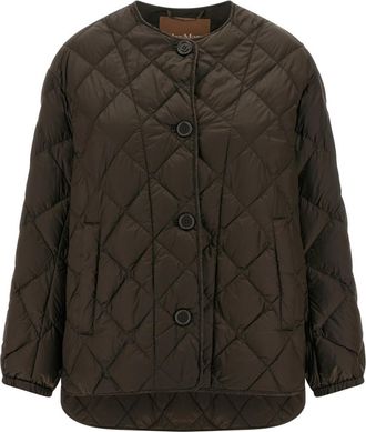 Max Mara Brown Quilted Crew Neck Jacket