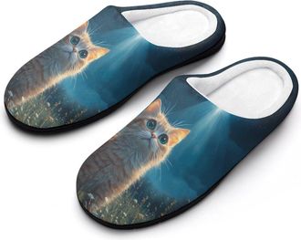 Generic Funny Cat Mens Slippers Comfortable And Non-slip Cotton Slipper Shoe for House