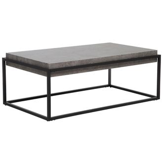Beliani Mesa De Centro Rectangular Con Tablero Efecto Hormig&oacute;n Gris Estructura De Metal Negro 115 X 64 Cm Estilo Industrial Altos
