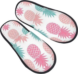 Generic Fuzzy Slippers Colored Pineapple Printing Fluffy Slippers Casual Non Slip House Slipper For Indoor Guest Travel M