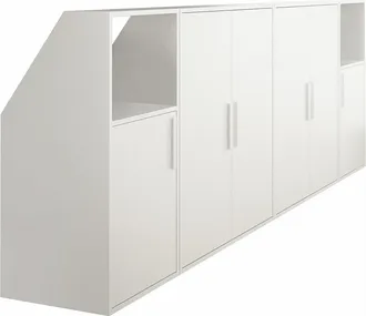 Vente-Unique Armario para techo abuhardillado con 6 puertas y 2 estantes - Blanco - ADEZIO