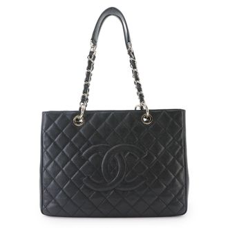 Chanel Black Grained Calfskin Handbag Tote Bag (Pre-Owned)