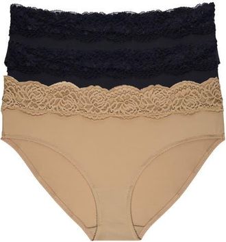 Skarlett Blue Divine Lace Trim Hipster 3-Pack in Black/black/nylon at Nordstrom, Size X-Large