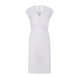 Calvin Klein Midi Dresses, female, White, Size: S Draped Sleeveless Midi Dress