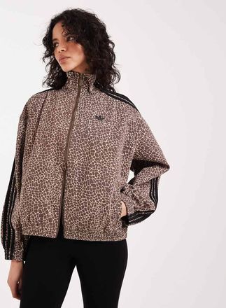 adidas Originals Firebird - Top sportivo oversize con stampa leopardata-Marrone