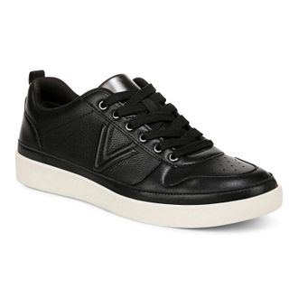 Vionic Womens Vionic Elise Sneakers Wide Black Faux Leather Comfort Shoes HAWK2077