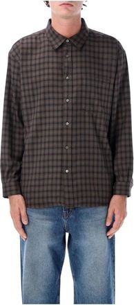 Dunst Gestreepte Flanellen Shirt - Heren - Casual Overhemden - Bruin - XL - Polyester - Overhemden