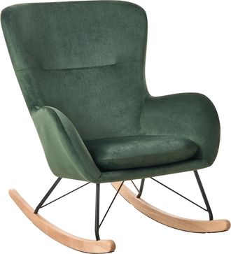 Beliani Beliani - Silla Mecedora De Terciopelo Verde Oscuro Patas De Metal Balancines Moderno Glamour Tradicional Ellan