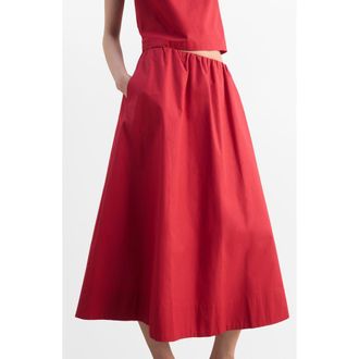 Mango Cotton Midi Skirt in Red at Nordstrom, Size Small