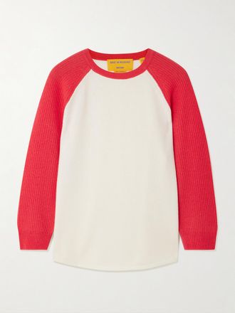 Guest In Residence Pullover In Cashmere Bicolore Baseball Tee - Rosso