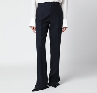 Bottega Veneta Pantaloni blu notte in lana Shetland