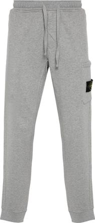 Stone Island Compass-badge m&eacute;lange tapered trousers - men - Organic Cotton - S - Grey