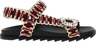 Roger Vivier Multicolored Strappy Sandals with Crystal Embellishment