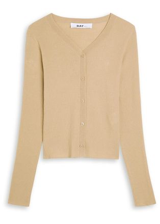 Day Birger Et Mikkelsen Day Birger ET Mikkelsen Briggs Ribbed Cotton-blend Cardigan - Beige - S (UK8-10 / S)