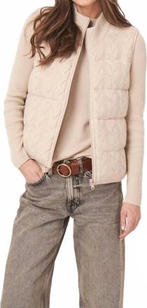 Repeat Reversible Sleeveless Cable Knit Down Vest In Natural