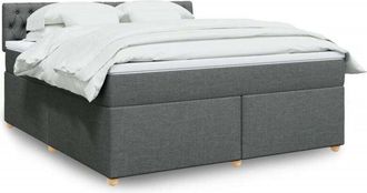 vidaXL Vidaxl - Cama Box Spring Con Colch&oacute;n Tela Gris Oscuro 180x200 Cm