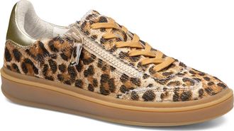 Johnston & Murphy Ashley Genuine Calf Hair Side Zip Sneaker in Gold Leopard/metallic Sheep at Nordstrom, Size 7.5