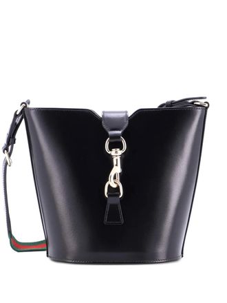 Gucci Jackie Web Leather bucket bag - Zwart