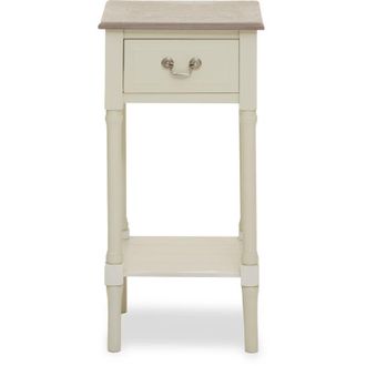 Premier Housewares Interiors by Premier Ivory Side Table with Drawer, Slim Night Stand End Table with Bottom Shelf, Bedside Night Table for Home