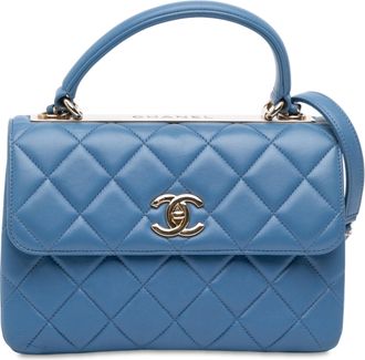 Chanel Pre-owned Womens Coco Top Handle Quilted Flap Bag - Blue Leather - One Size