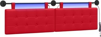 vidaXL Cabecero Colgante Con Luz Led Rojo Cuero Sint&eacute;tico Vidaxl